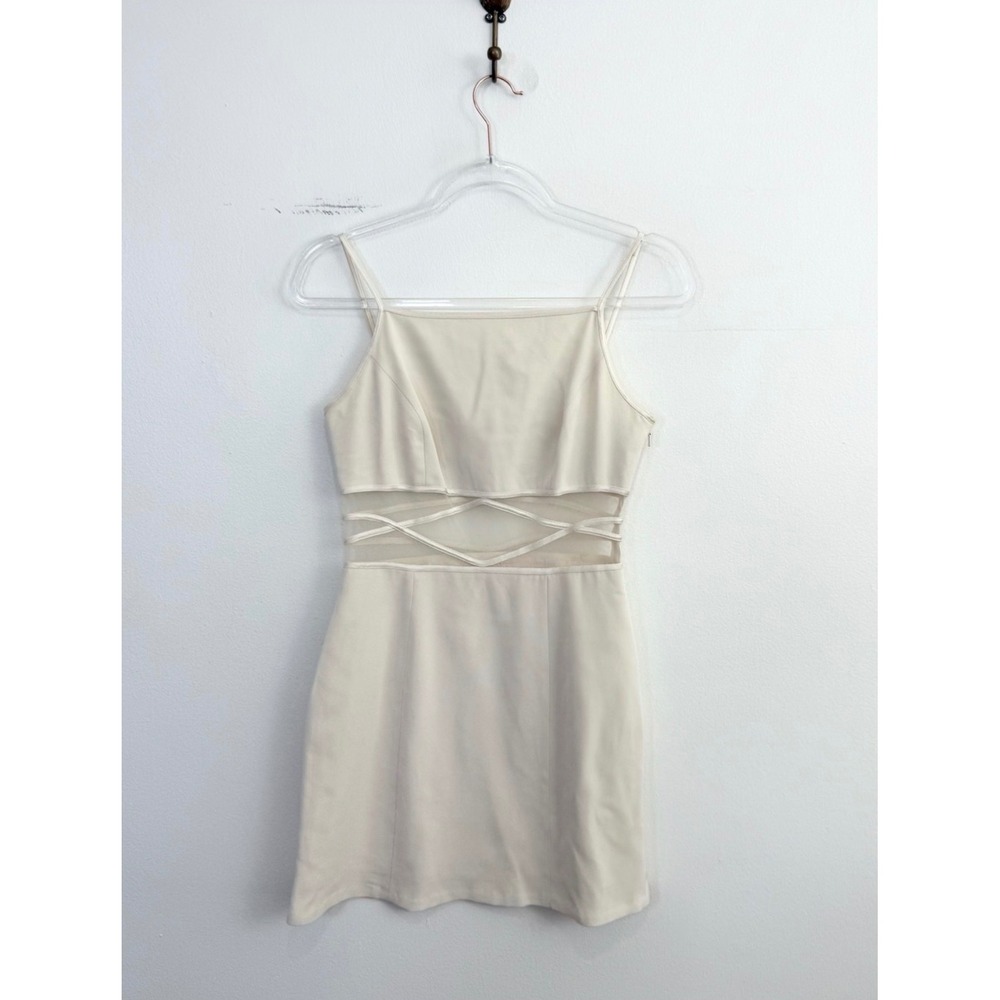 Vintage Y2K Cache Cream Mesh Cutout Mini Dress Size 4